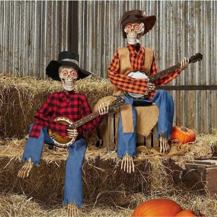 Animated Banjo Skeleton Halloween Decoration