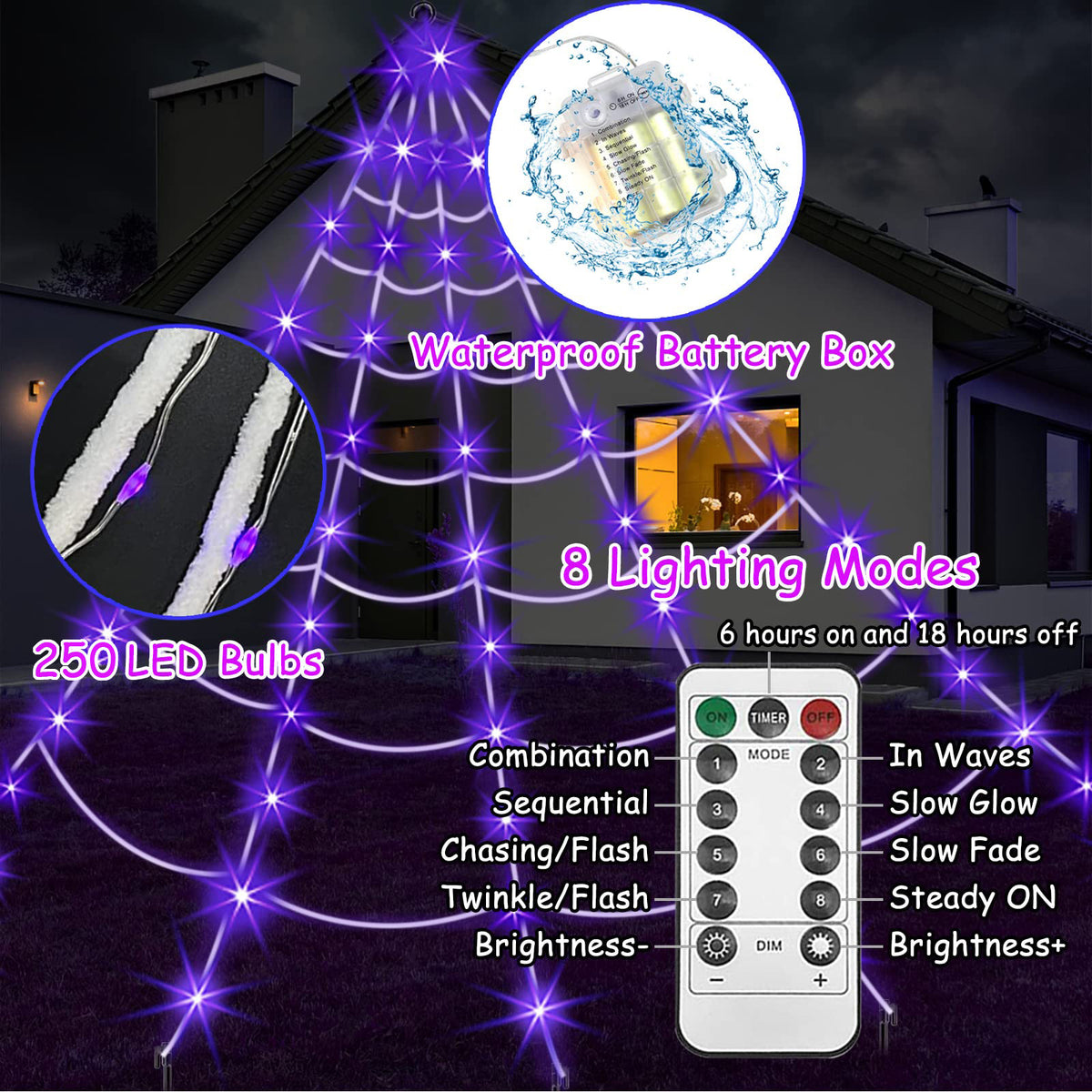 Halloween Light-Up Spider Web Decoration - Plastic