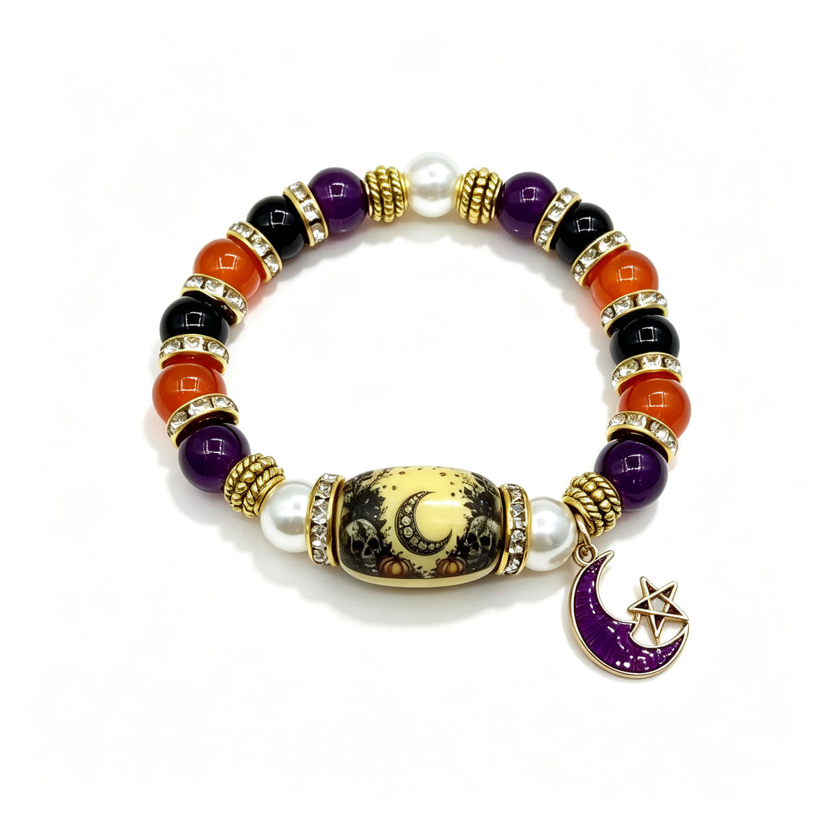 Halloween Beaded Bracelet - Pumpkin and Witch Designs