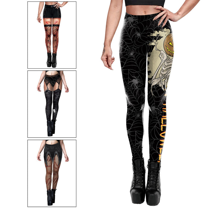 Halloween Spider Web Printed Yoga Pants