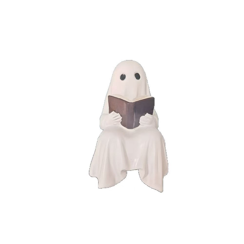 Halloween Ghost Reading Statue - Resin