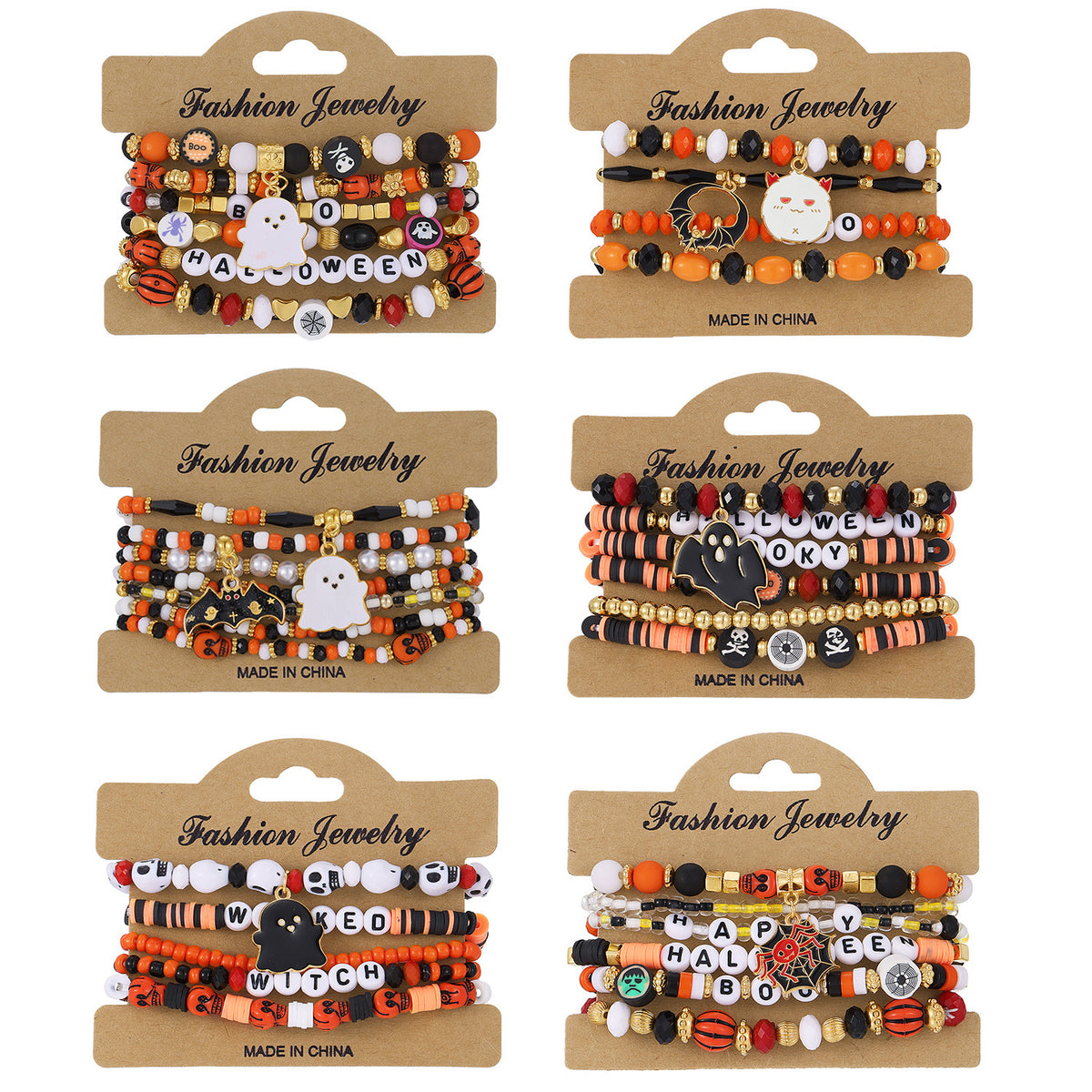 Halloween Pumpkin and Skull Bracelet