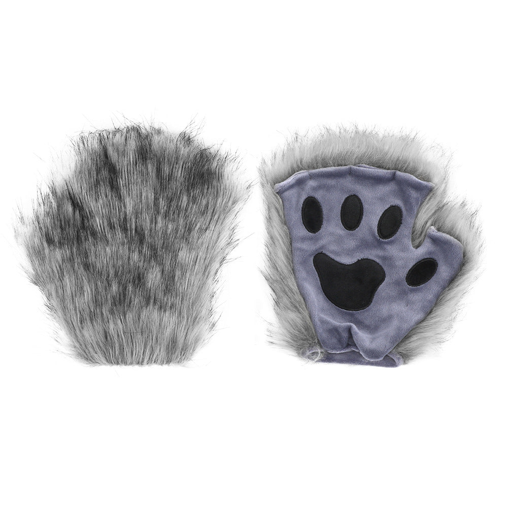 Halloween Plush Animal Cosplay Mask, Gloves and Tail Accessories