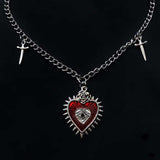 Halloween Gothic Jewelry Set - Heart Necklace and Earrings - Alloy