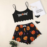 Halloween Pumpkin Print Sleeveless Pajama Set