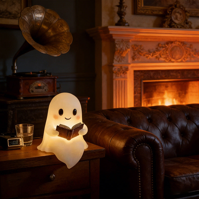 Halloween Reading Ghost Resin Statue
