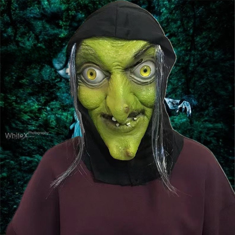 Halloween Witch Hat with Long Hair - Latex