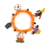 Halloween Charm Bracelet - Pumpkin, Ghost and Witch Hat - Alloy