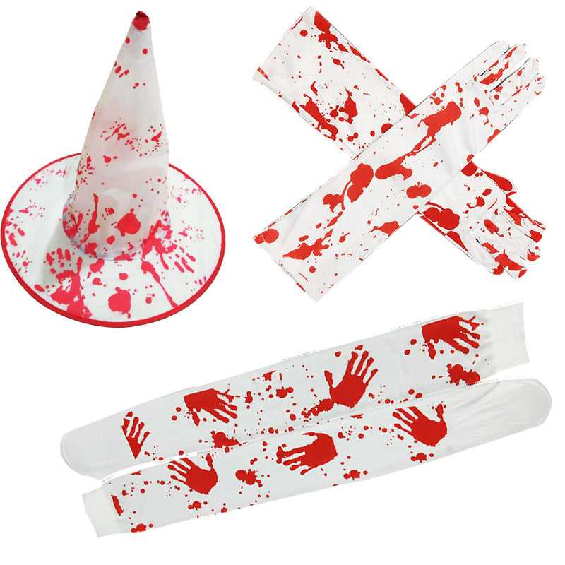 Halloween Skeleton Print Gloves and Hosiery