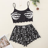 Halloween Pumpkin Print Sleeveless Pajama Set