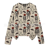 3D Print Halloween Round Neck Knitted Sweater - Polyester