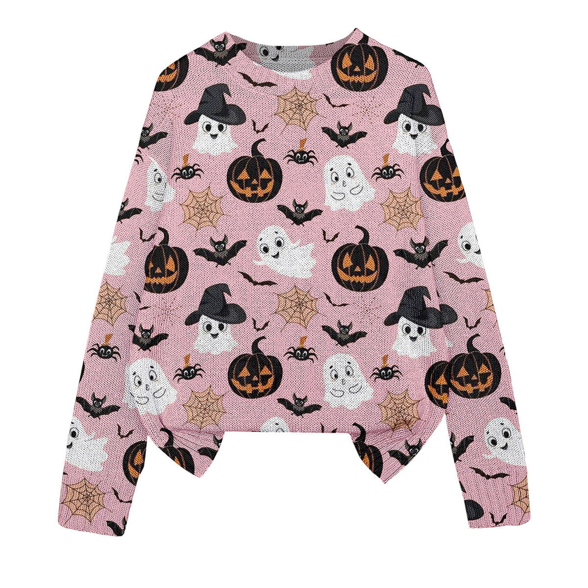 3D Print Halloween Round Neck Knitted Sweater - Polyester