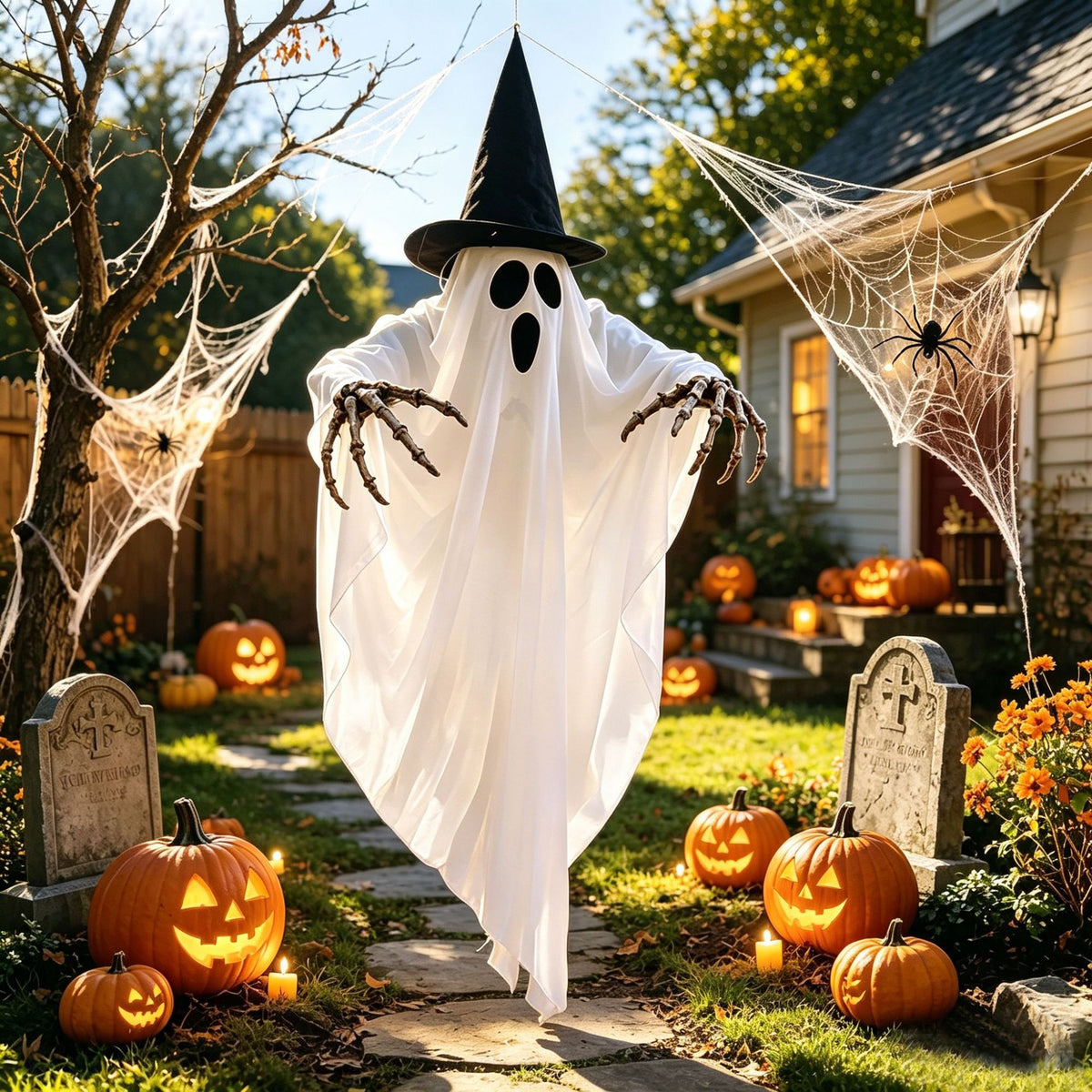 Halloween Glowing Skeleton Ghost Hanging Decoration - Cloth