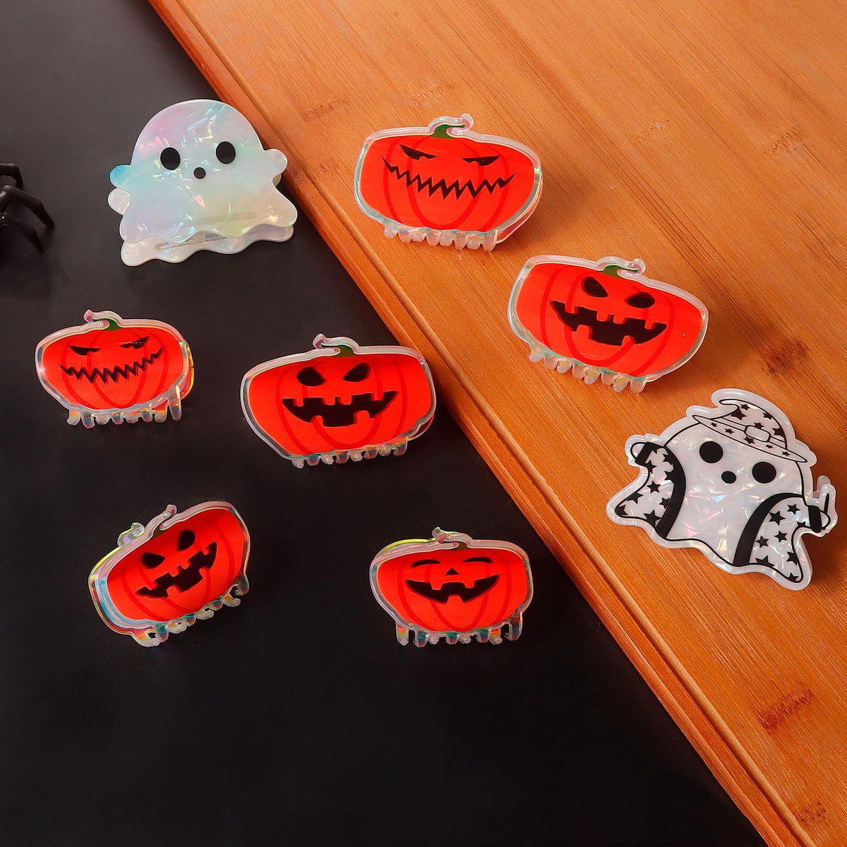 Halloween Pumpkin Ghost Hair Clip - PVC