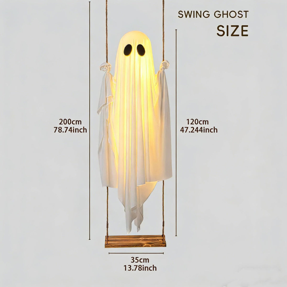 Halloween Large Hanging Swing Ghost with Lights