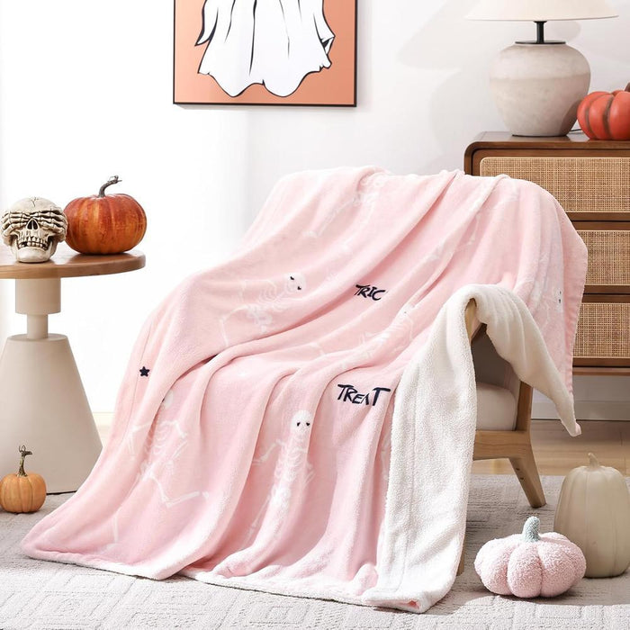 Halloween Sherpa Fleece Throw Blanket - Double-Sided
