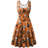 Halloween Sleeveless Printed Dress