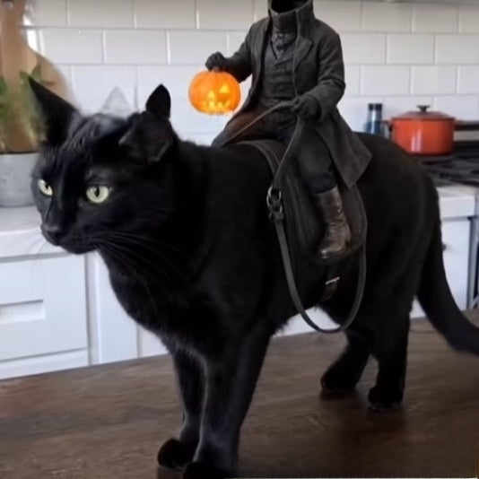 Halloween Cat with Pumpkin Rider Ornament