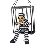 Halloween Hanging Cage Ghost with Lights and Sound - Plastic