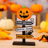 Halloween Wooden Pumpkin and Ghost Tabletop Ornaments