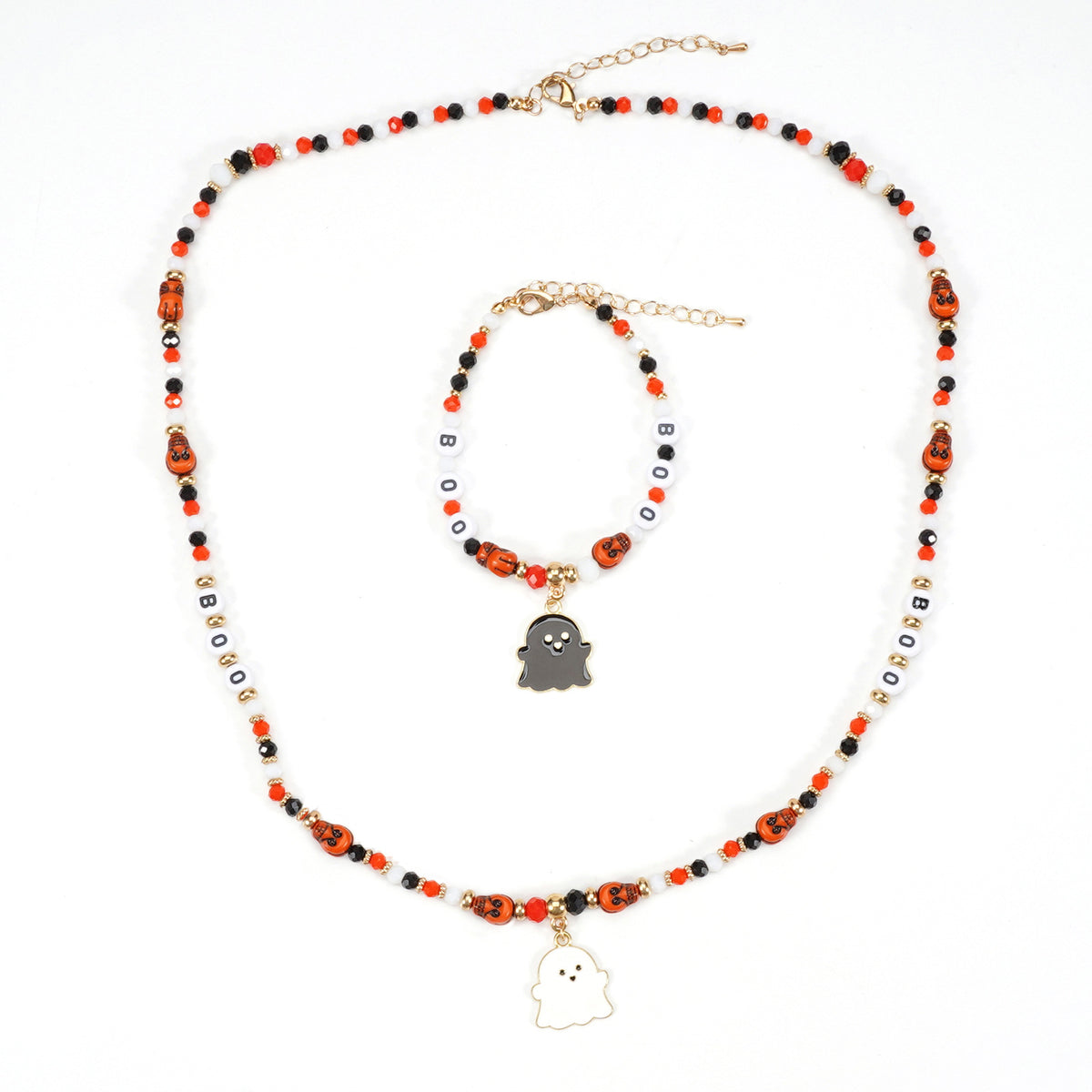 Handmade Halloween Ghost Pumpkin Pendant Necklace