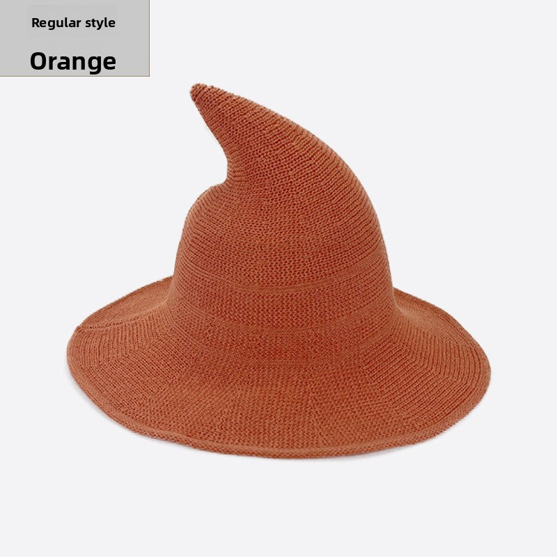 Halloween Knitted Witch Hat - Foldable Pointed Costume Hat