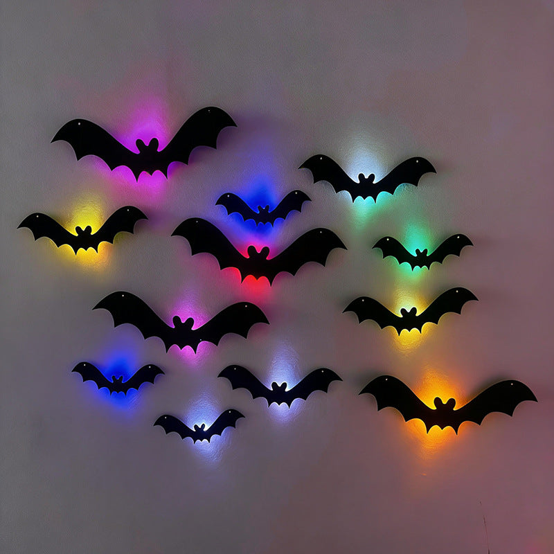 LED Light Up Bat Wall Stickers Halloween Decorations - Felt