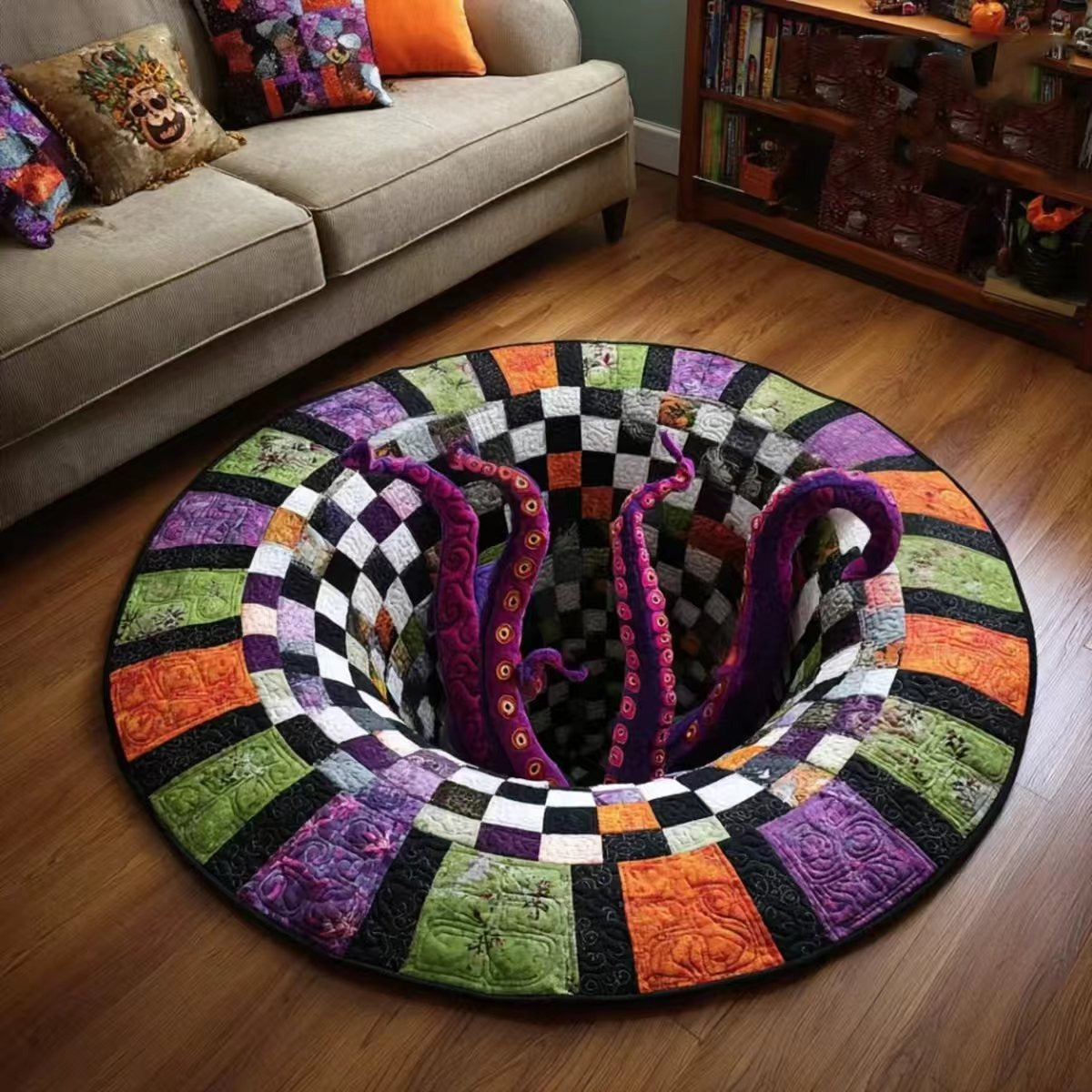 Halloween and Christmas Round Rug