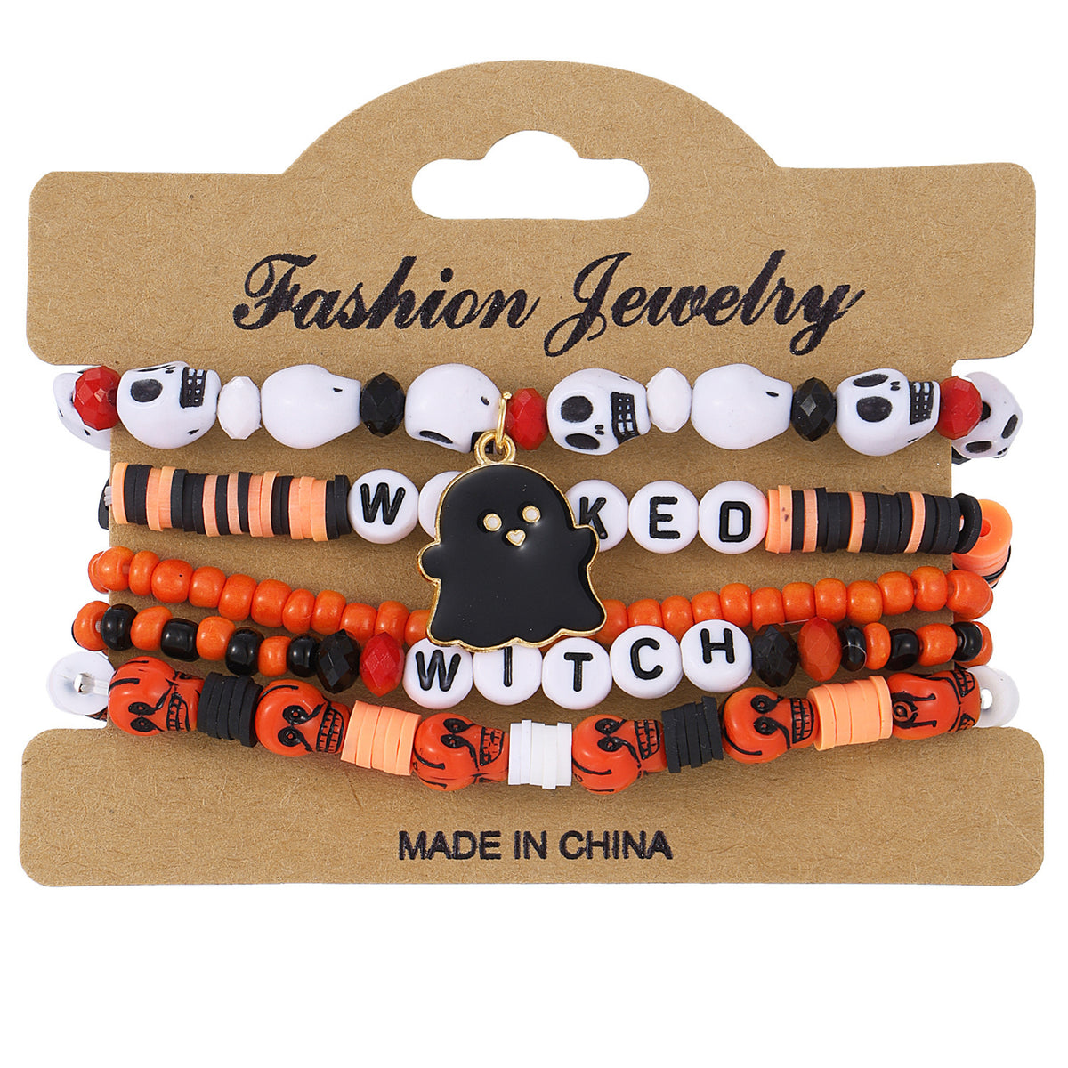 Halloween Pumpkin and Skull Bracelet