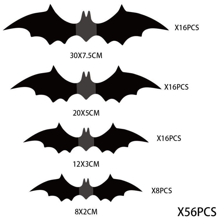 3D Halloween Bat Wall Stickers - PVC
