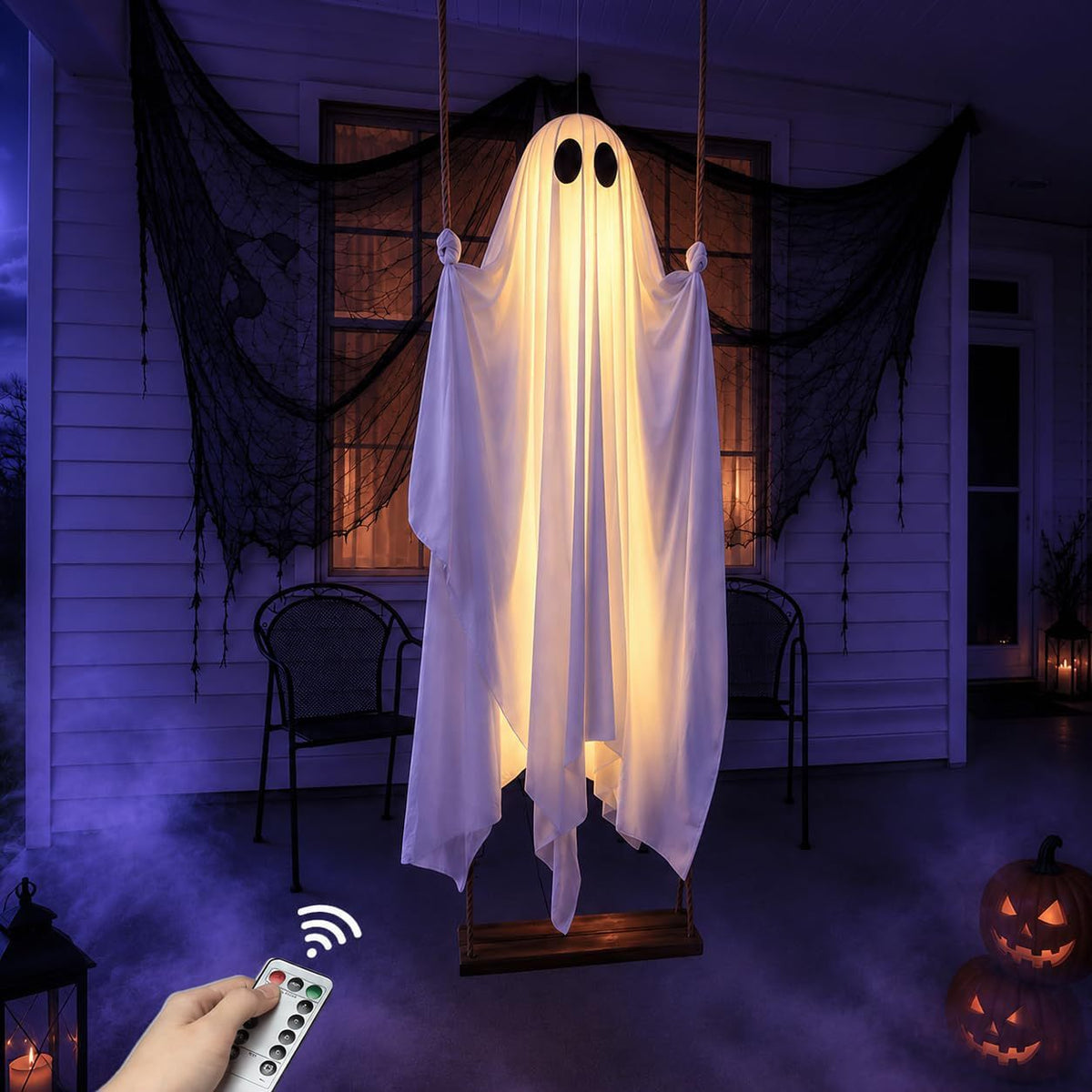 Halloween Large Glowing Swing Ghost Decoration