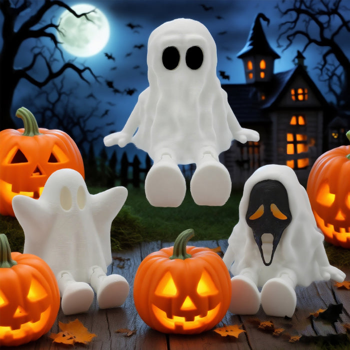 Halloween 3D Printed Articulated Ghost Figure - Plastic