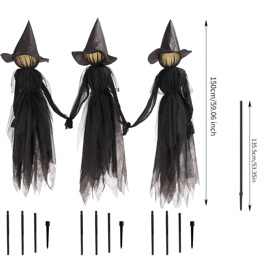 Halloween Sound-Activated Light-Up Witch Decoration - Cloth