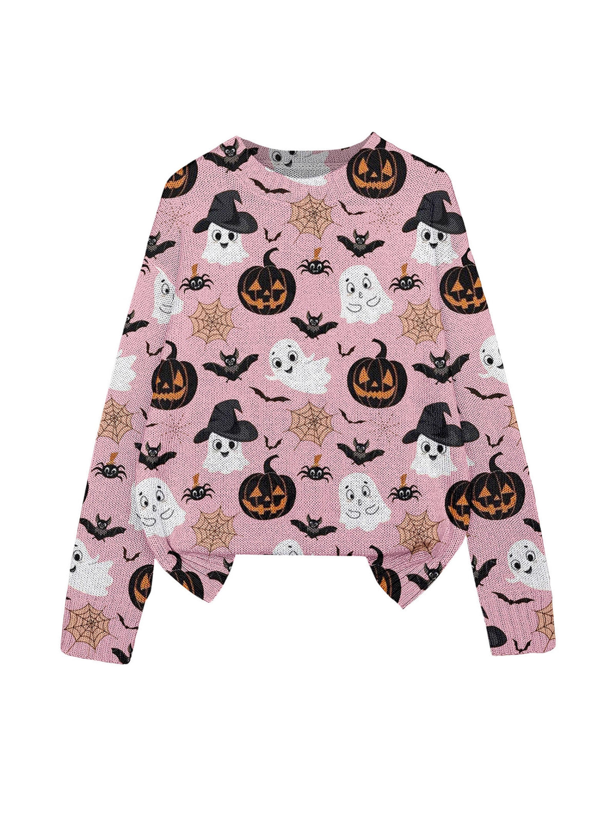 3D Print Halloween Round Neck Knitted Sweater - Polyester
