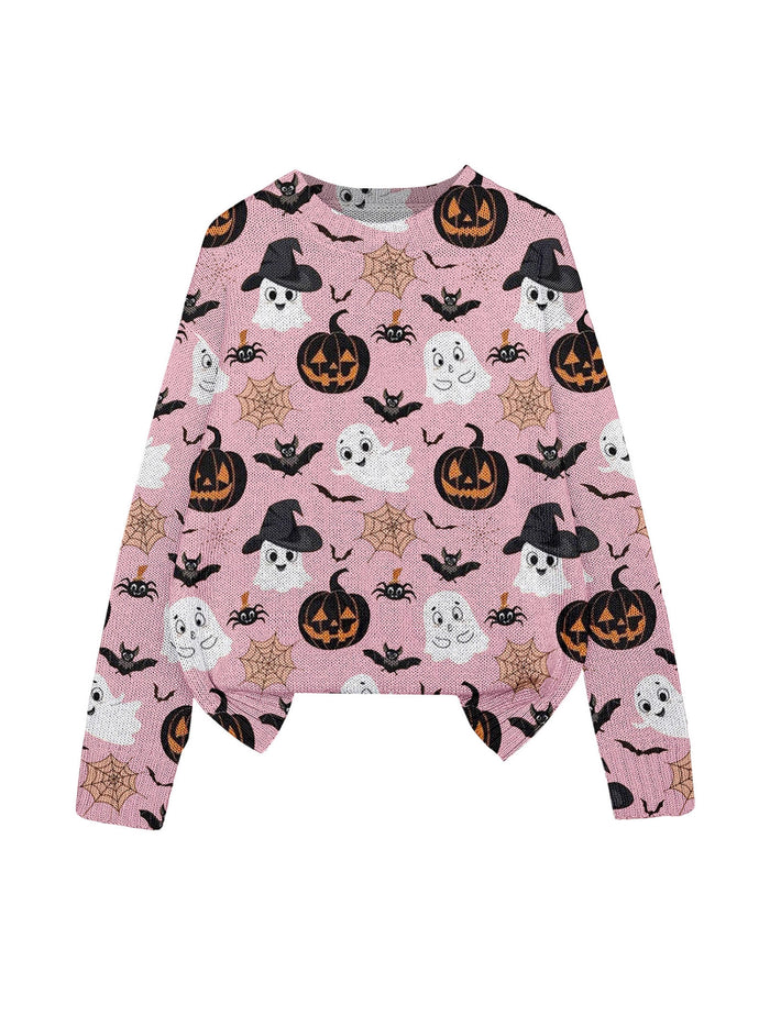 3D Print Halloween Round Neck Knitted Sweater - Polyester