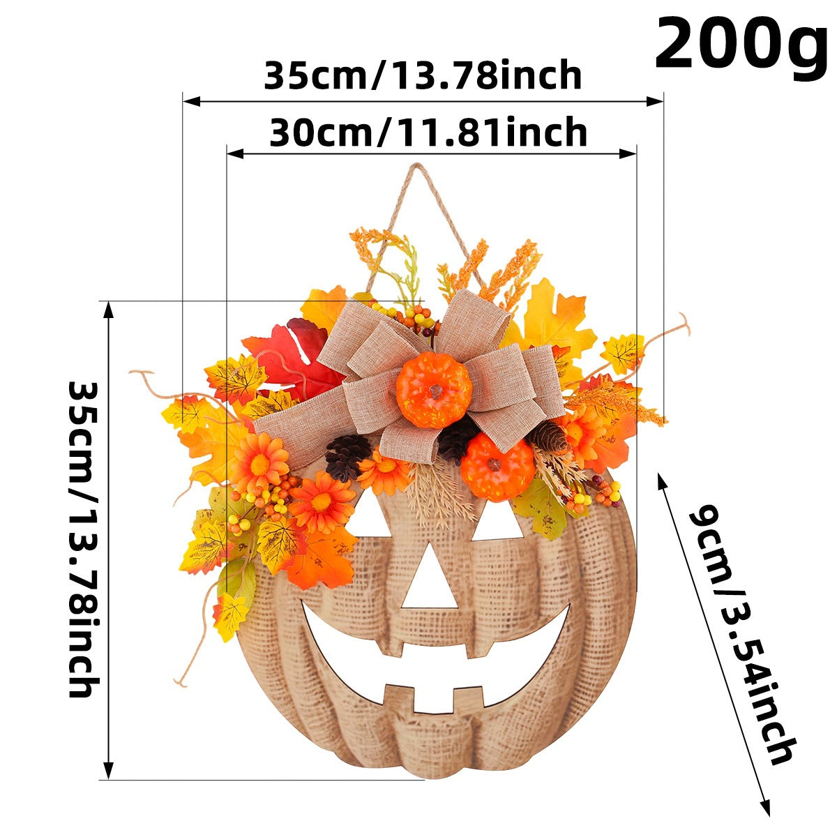 Wooden Pumpkin Halloween Door Sign