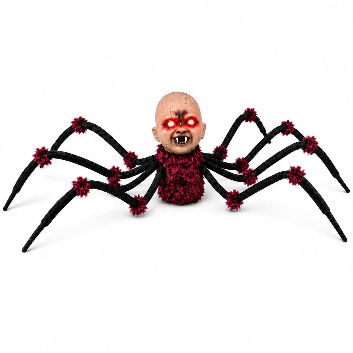 Animated Halloween Spider Head Prop with Sound and Light Effects