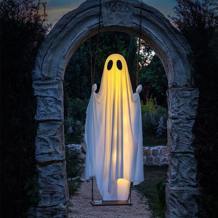 LED Illuminated Hanging Ghost Decor for Outdoor Halloween - Fabric