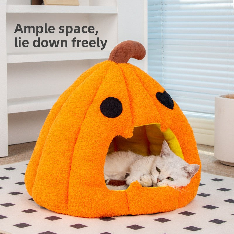 Halloween Pumpkin Pet Bed for Cats and Dogs