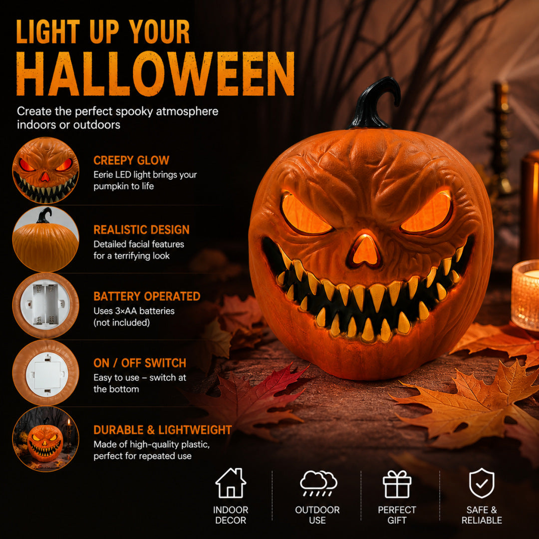 Halloween Sound-Activated Glowing Pumpkin Lantern - Plastic