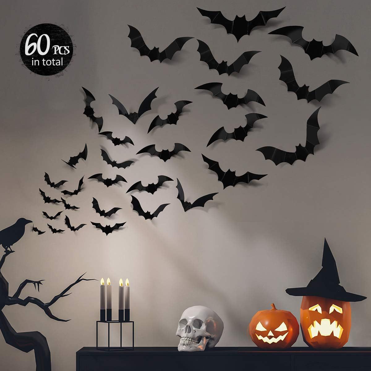 Halloween 3D Bat and Spider Wall Stickers - PVC