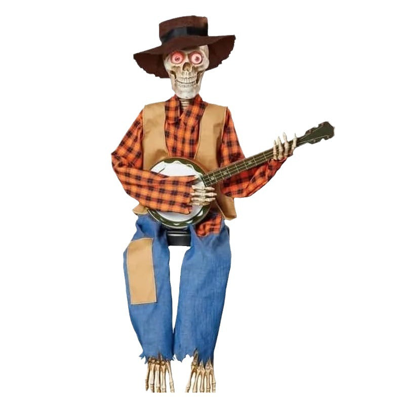 Animated Banjo Skeleton Halloween Decoration