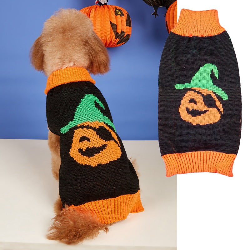 Halloween Pumpkin Knit Pet Sweater - Acrylic