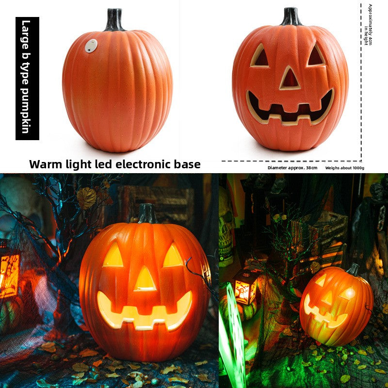 LED Halloween Pumpkin Lantern with Multiple Designs - Plastic
