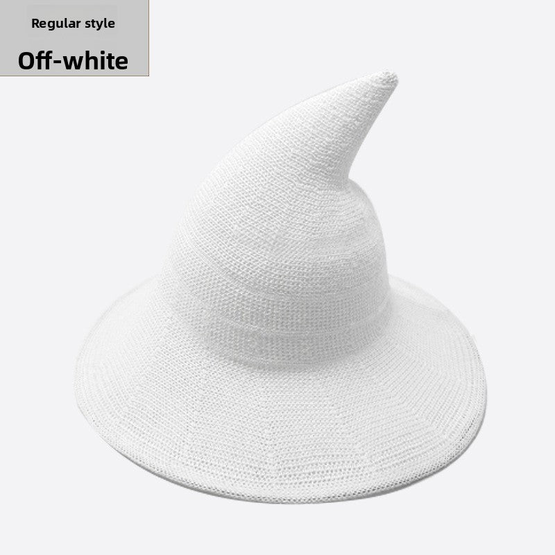 Halloween Knitted Witch Hat - Foldable Pointed Costume Hat