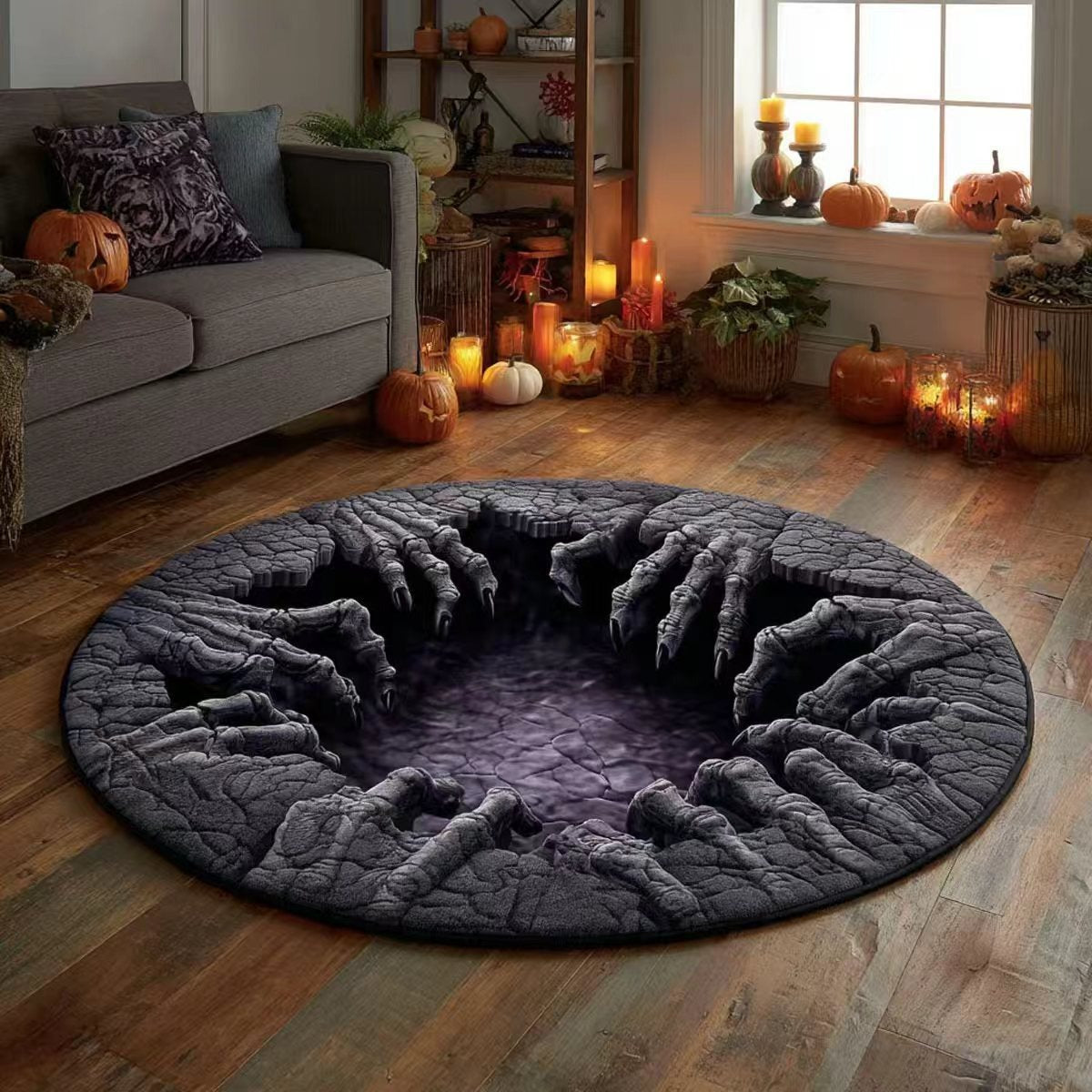 Halloween and Christmas Round Rug