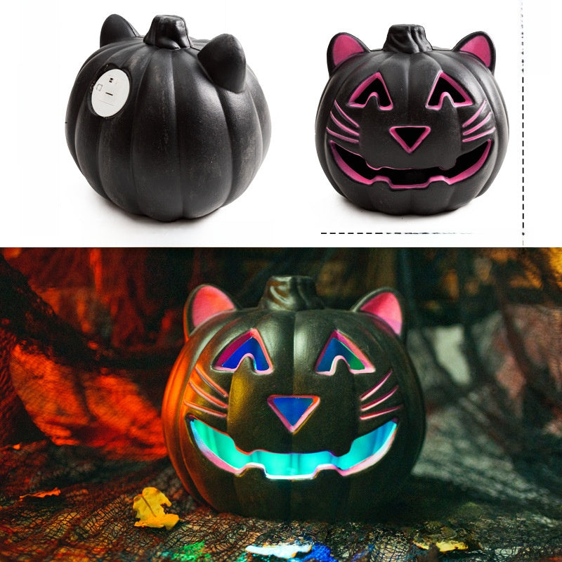 LED Halloween Pumpkin Lantern with Multiple Designs - Plastic