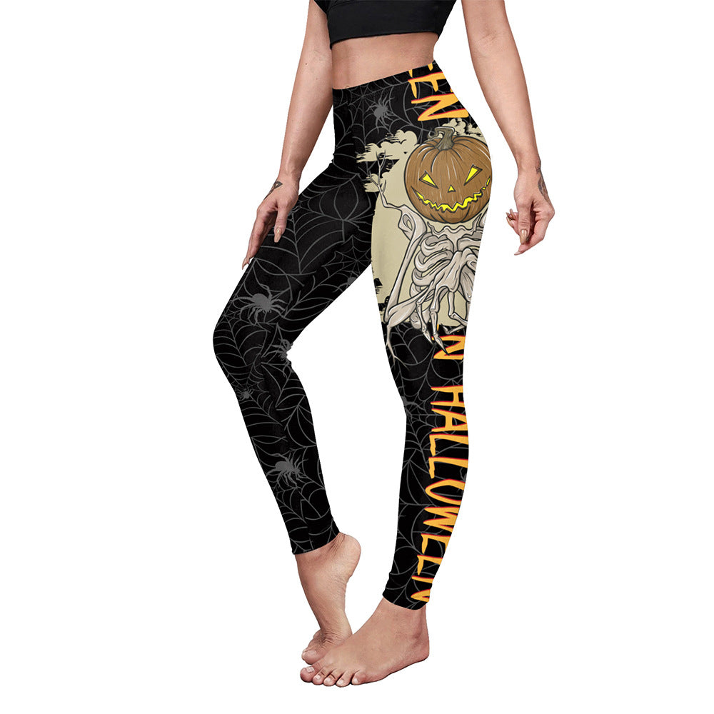 Halloween Spider Web Printed Yoga Pants