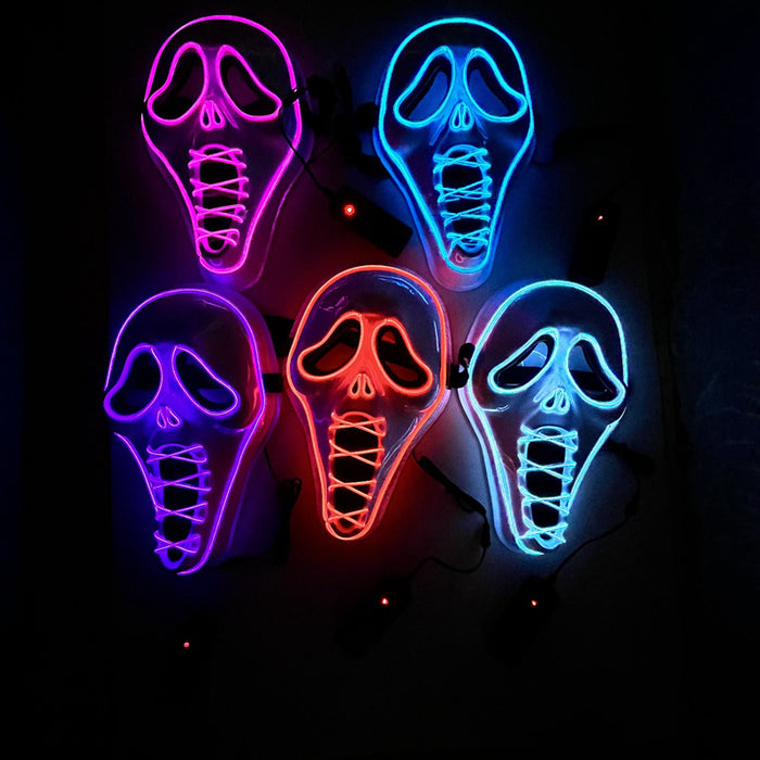 LED Glow Horror Scream Mask for Halloween - Plastic
