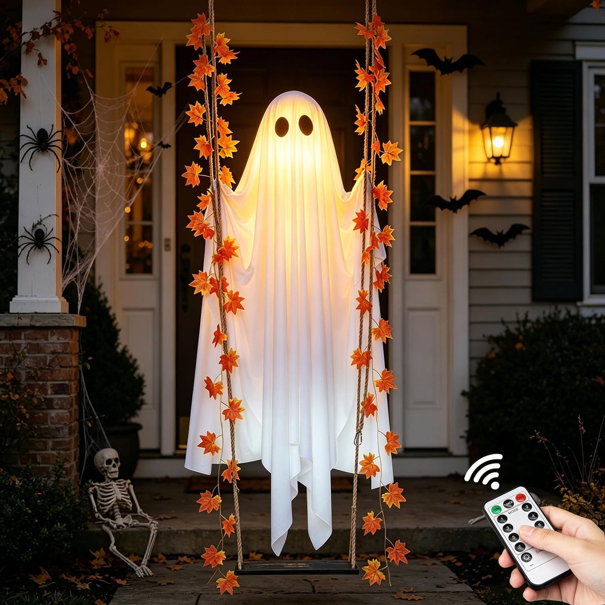 Halloween Maple Leaf Ghost Hanging Decoration for Garden